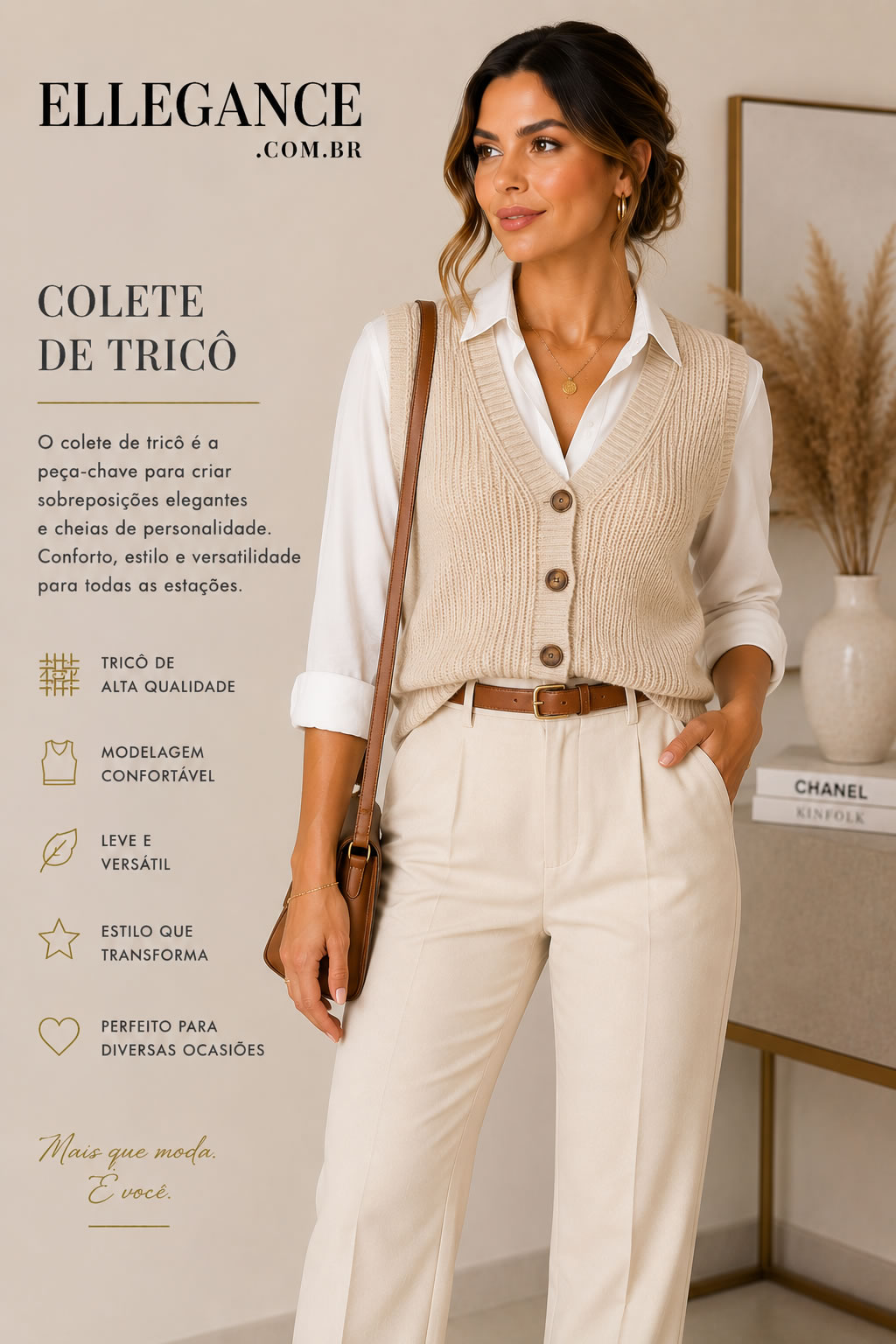 Colete de tricô feminino